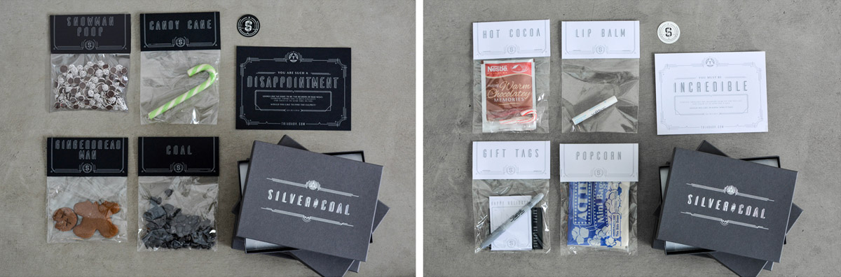 Silve and Coal packaging
